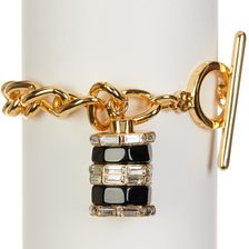 Trina Turk Color Charm Curb Chain Bracelet GOLD PL-BLACK