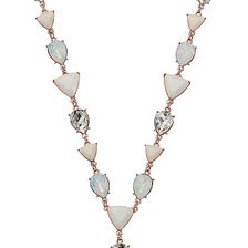 GUESS Triangle and Round Stone Y Necklace Rose Gold/White Opal/Crystal