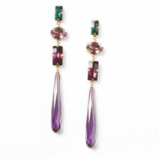 Ralph Lauren Swarovski Long Drop Earrings Purple