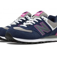 Incaltaminte Femei New Balance Womens Yacht Club 574 Classic Running Shoes Navy with Pink Shock Grey