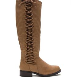Incaltaminte Femei CheapChic Laced The Test Faux Leather Boots Tan