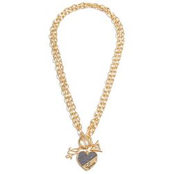 Bijuterii Femei GUESS Gold-Tone GUESS Heart Link Necklace gold