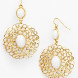 Bijuterii Femei Natasha Accessories Medallion Drop Earrings WHITE GOLD