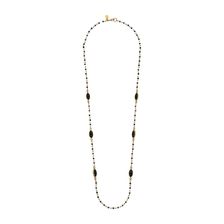 Ralph Lauren Modern Landscape 34" Rosary Link Oval Stone Necklace Black/Gold