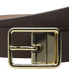 Cole Haan 1/4" Reversible Pebble Leather Belt with Centerbar Buckle Chestnut/Maple Sugar