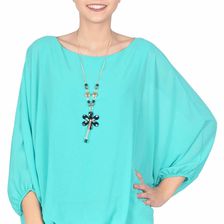 Bluza verde voal cu maneca fluture 8702V