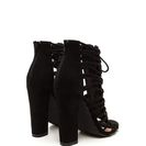 Incaltaminte Femei CheapChic Knotty Girl Chunky Caged Lace-up Heels Black