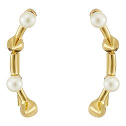 Rebecca Minkoff Pearl Cone Climber Earrings Gold Toned/Pearl