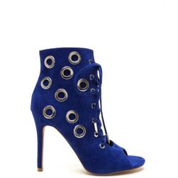 Incaltaminte Femei CheapChic Hole Heart Embellished Lace-up Booties Blue