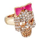 Bijuterii Femei Betsey Johnson Skull Stud Earrings and Stretch Ring Set Crystal