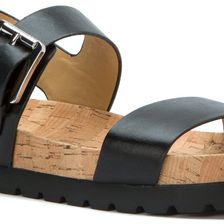 Michael Kors Judie Sandal Black Leather/Cork