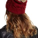 Accesorii Femei Vince Camuto Cable Knit Genuine Rabbit Pompom Beanie POMEGRA-TAN