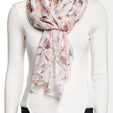 Accesorii Femei Printed Village Feather Print Scarf PINK