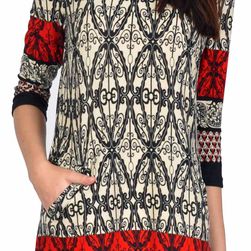 Rochie casual rosie cu imprimeu amestecat H6170R