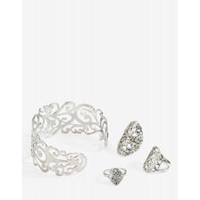Bijuterii Femei CheapChic Filigree Luv Cuff Ring Set Met Slvr
