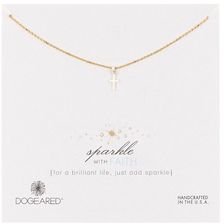 Dogeared Two-Tone Sparkle Bead Teeny Cross Necklace GOLD