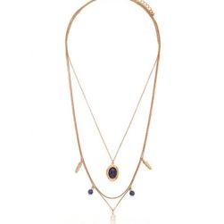 Bijuterii Femei Forever21 Faux Stone Layered Necklace Antique goldblue