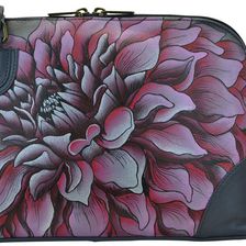 Anuschka Handbags Multi Compartment Zip Around Organizer Dreamy Dahlias Pink