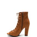 Incaltaminte Femei CheapChic Step Out Faux Suede Lace-up Chunky Heels Chestnut