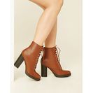 Incaltaminte Femei Forever21 Lace-Up Ankle Booties Tan
