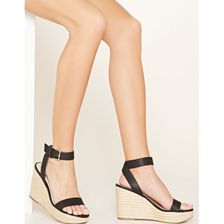 Incaltaminte Femei Forever21 Faux Leather Espadrille Wedges Black