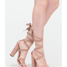 Incaltaminte Femei CheapChic Way To Go Strappy Lace-up Chunky Heels Mauve