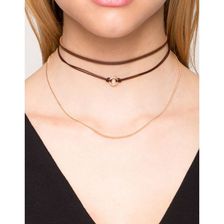 Bijuterii Femei CheapChic Circle Loop Chain Layer 2pc Choker Brown