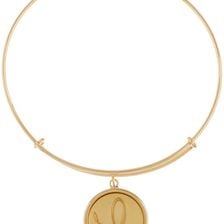 Alex and Ani 14K Gold Filled Initial I Charm Wire Bangle RUSSIAN GOLD