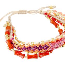 Chan Luu 6 1/4' Adjustable Multi Strand Single Salmon Coral Mix