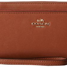 COACH Smooth Leather Double Zip Accordion Saddle
