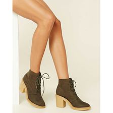 Incaltaminte Femei Forever21 Faux Suede Ankle Booties Olive