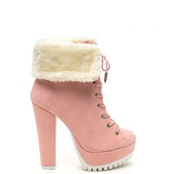 Incaltaminte Femei CheapChic Fur Your Own Good Chunky Booties Pink