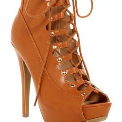 Incaltaminte Femei Elegant Footwear Dania Lace-Up Platform Bootie CAMEL