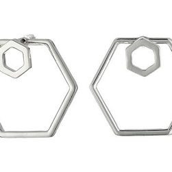 Bijuterii Femei GUESS Hexagon Trio Set Including A Front To Back Hex Hoop Earrings SilverBlue