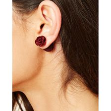 Bijuterii Femei Forever21 Floral Velvet Dual Studs Burgundy