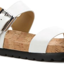 Michael Kors Judie Sandal Optic White Leather/Cork