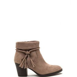 Incaltaminte Femei CheapChic Take On Tassels Chunky Booties Lttaupe