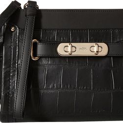 COACH Embossed Croc Swagger Wristlet Black