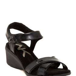 Incaltaminte Femei AK Anne Klein Zaki Ankle Strap Wedge Sandal BLACK-BLACK SY