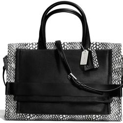 COACH Bleecker Painted Snake Embossed Leather Pinnacle Carryall Silver/Black/White