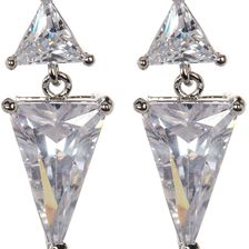 14th & Union Double Triangle Drop Earrings CLEAR-RHODIUM