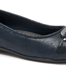 Trotters Sizzle Dark Blue Patent Suede Lizard Leather