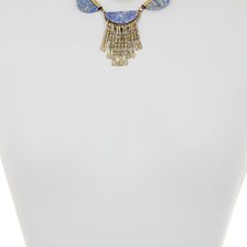 Steve Madden Turquoise Stone Tassel Necklace BURNISHED GOLD LAPIZ