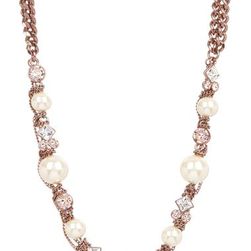 Bijuterii Femei Givenchy Faux Pearl Chainlink Long Necklace BROWN GOLD