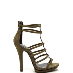 Incaltaminte Femei CheapChic Stack Up Caged Faux Suede Platforms Olive