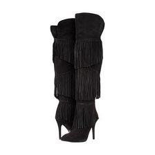 Incaltaminte Femei Chinese Laundry Chance Over the Knee Fringe Boot Black