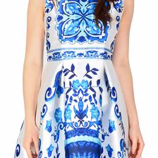 Rochie de ocazie bleu clos cu imprimeu abstract W2129-1B 