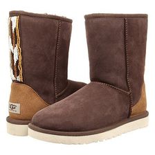 Incaltaminte Femei UGG Classic Short Serape Beads Chocolate Twinface