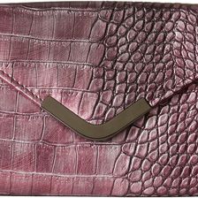 Jessica McClintock Lily Croco Small Envelope Clutch Wine