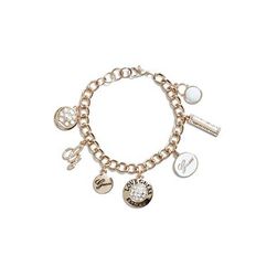 Bijuterii Femei GUESS Rose Gold-Tone Logo Charm Bracelet beeswax